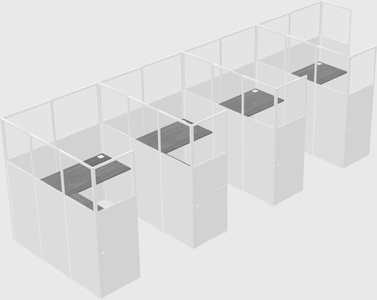 Shared l-shaped cubicle