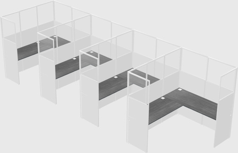 Shared l-shaped cubicle