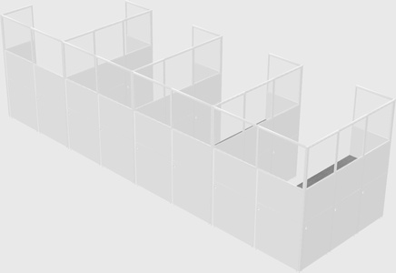Shared l-shaped cubicle