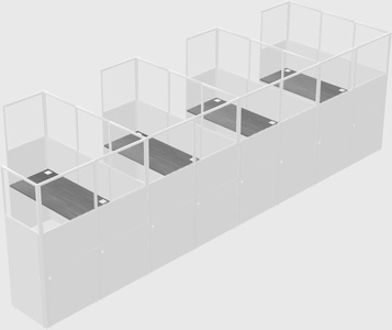 Shared l-shaped cubicle