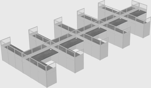 Shared l-shaped cubicle
