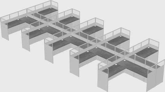 Shared l-shaped cubicle