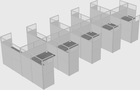 Shared l-shaped cubicle
