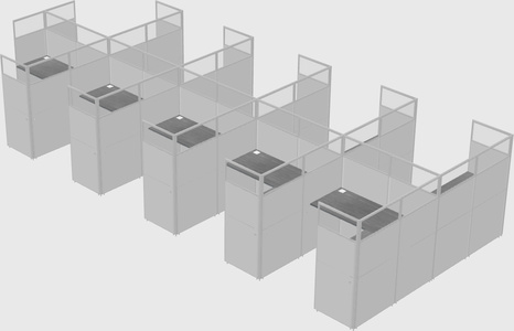 Shared l-shaped cubicle