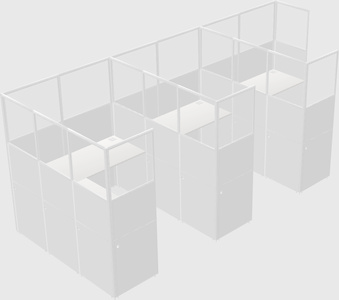 Shared l-shaped cubicle