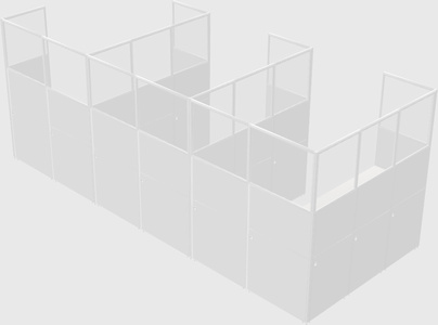 Shared l-shaped cubicle