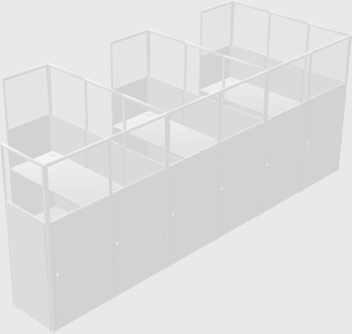 Shared l-shaped cubicle