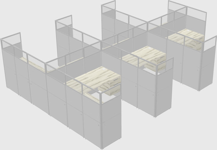 Shared l-shaped cubicle