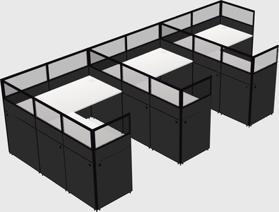 Shared l-shaped cubicle