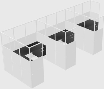 Shared l-shaped cubicle