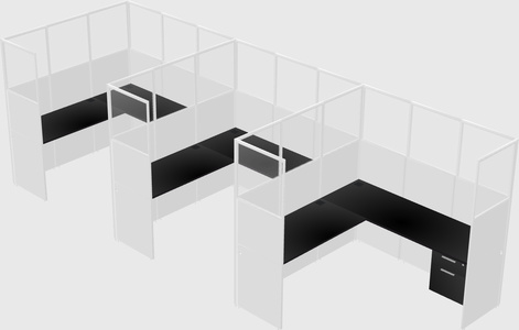 Shared l-shaped cubicle