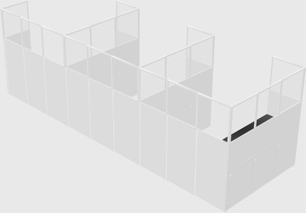 Shared l-shaped cubicle