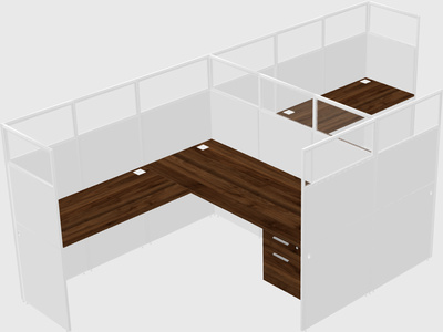 Shared l-shaped cubicle