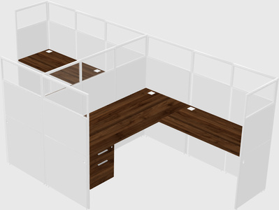 Shared l-shaped cubicle