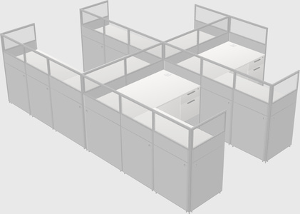 Shared l-shaped cubicle