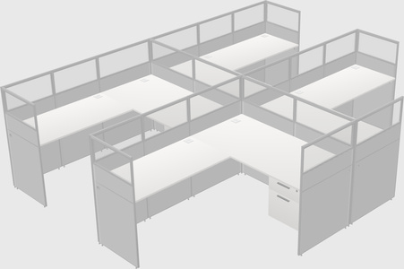 Shared l-shaped cubicle