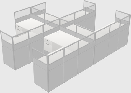 Shared l-shaped cubicle