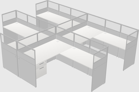 Shared l-shaped cubicle