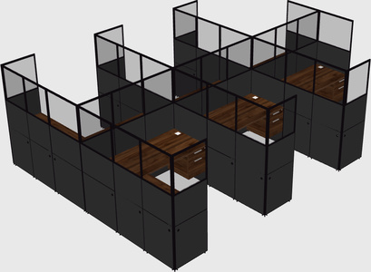 Shared l-shaped cubicle