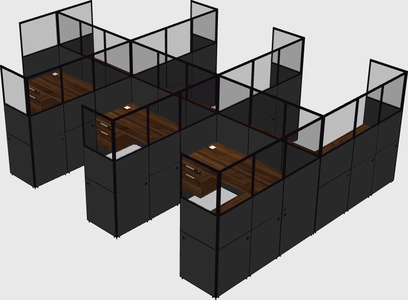 Shared l-shaped cubicle