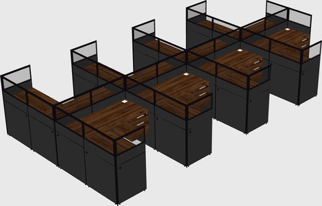 Shared l-shaped cubicle