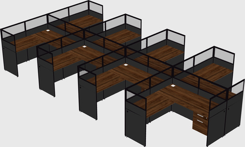 Shared l-shaped cubicle