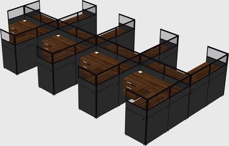 Shared l-shaped cubicle