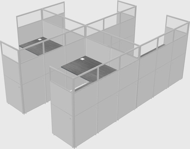 Shared l-shaped cubicle
