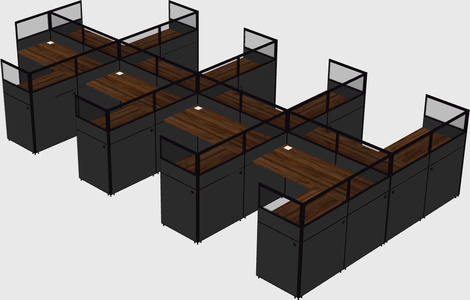 Shared l-shaped cubicle