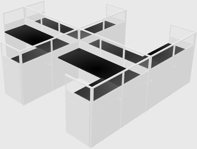 Shared l-shaped cubicle