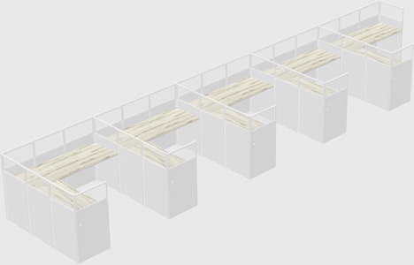 Shared l-shaped cubicle