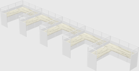 Shared l-shaped cubicle