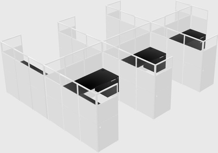 Shared l-shaped cubicle
