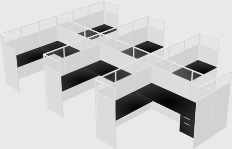 Shared l-shaped cubicle