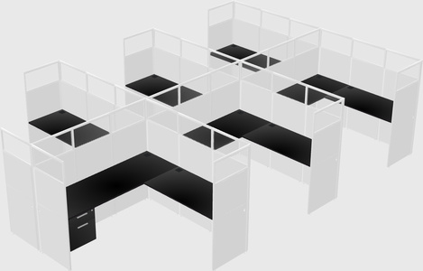 Shared l-shaped cubicle