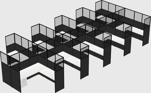 Shared l-shaped cubicle