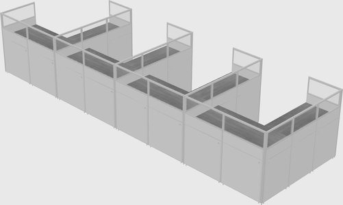 Shared l-shaped cubicle