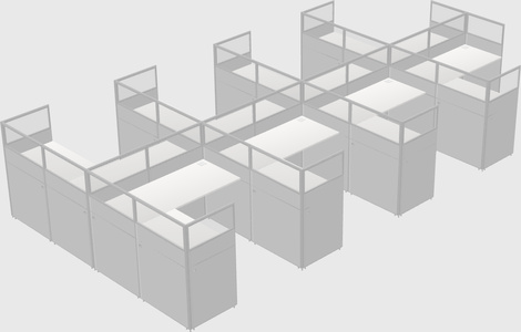 Shared l-shaped cubicle