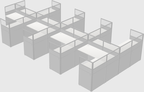 Shared l-shaped cubicle