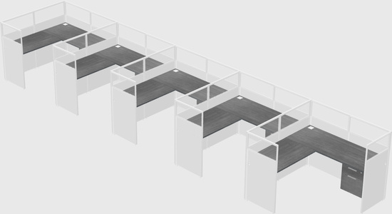 Shared l-shaped cubicle