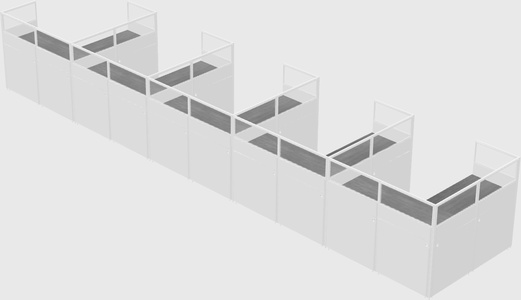 Shared l-shaped cubicle