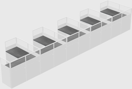 Shared l-shaped cubicle