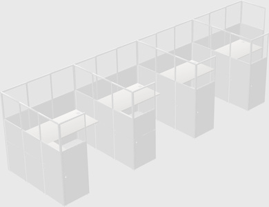 Shared l-shaped cubicle