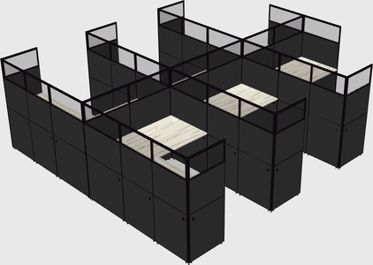 Shared l-shaped cubicle