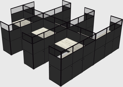 Shared l-shaped cubicle