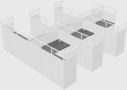 Shared l-shaped cubicle