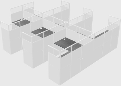 Shared l-shaped cubicle