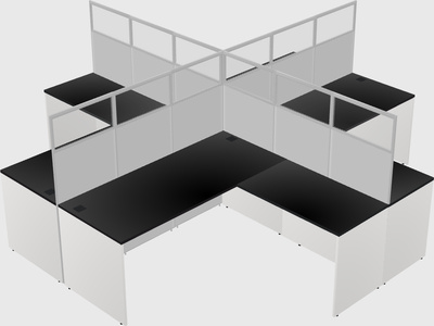 Shared l-shaped cubicles
