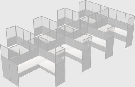Shared l-shaped cubicle
