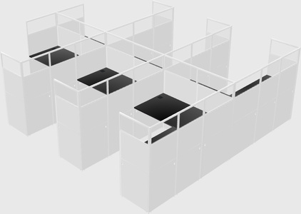Shared l-shaped cubicle